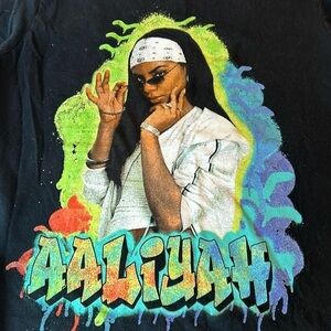 Aaliyah Big‎ Graphic Black T Shirt Hip Hop 90s